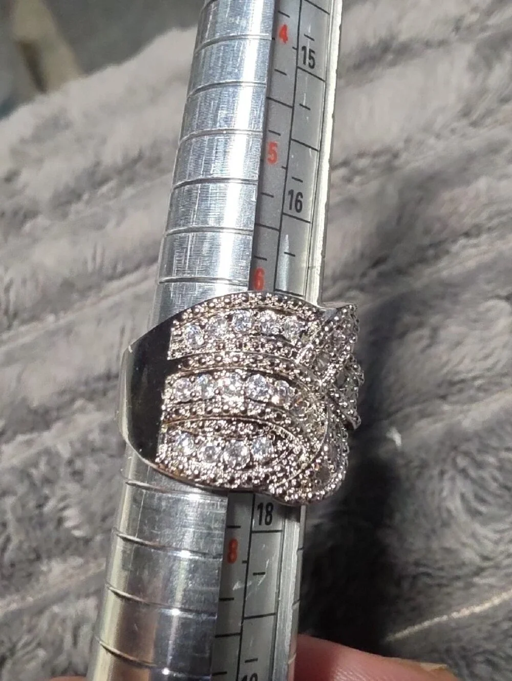 Silver-Tone Crystal Knot Statement Ring